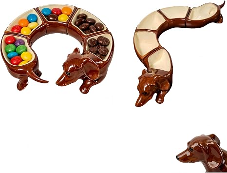 Dachshund Design 5 Section Storage Dish,Divided Serving Tray, for Home Kitchen Cooking Eating Dinner Tabletop Restaurant Food Nuts
