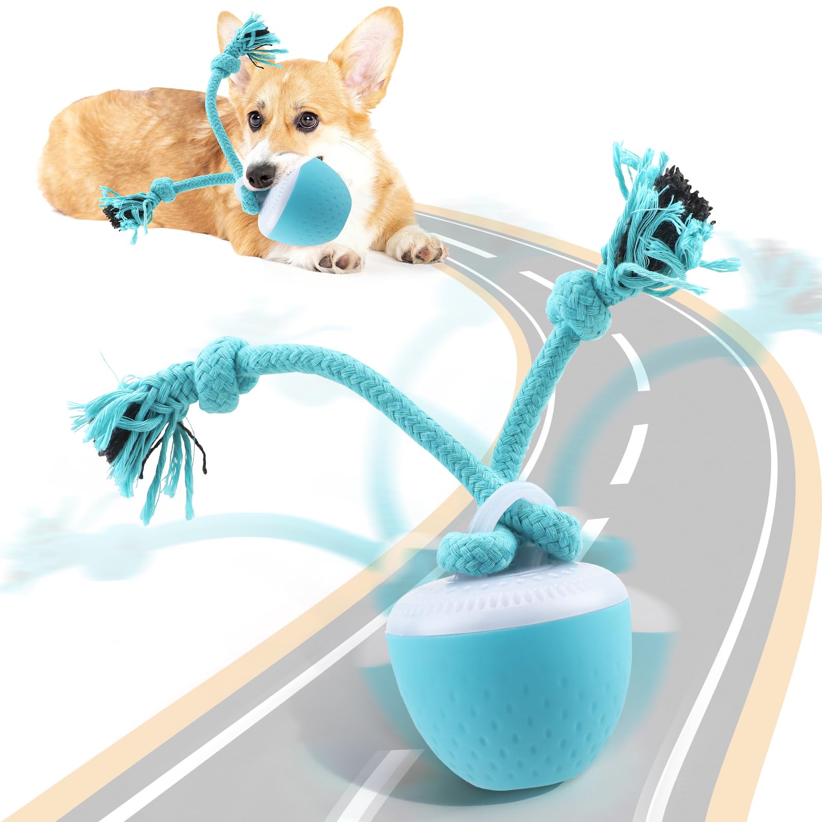 Interactive Dog Toys Ball, Moving Dogs Ball with Touch Activated, Rechargeable Active Rolling Balls with Jumping & Self-Playing，Active Rolling for for Large, for Puppy/Small/Medium Dogs (blue)