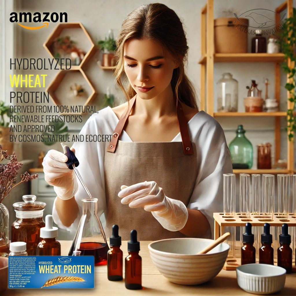 HYDROLYZED WHEAT PROTEIN - Liquid, 2 Ounces - for Homemade Hair Care, Skin Care, Body Washes, Shampoos, and Conditioners - 2 Vials (1 Ounce Each) - Includes Pipette and Screw Caps