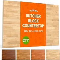 Bancada de bloco de açougueiro de madeira maciça - bancada de madeira para bancada de laje de bétula inacabada para ilha de cozinha DIY, bancada de trabalho, máquina de lavar secadora, mesa de café