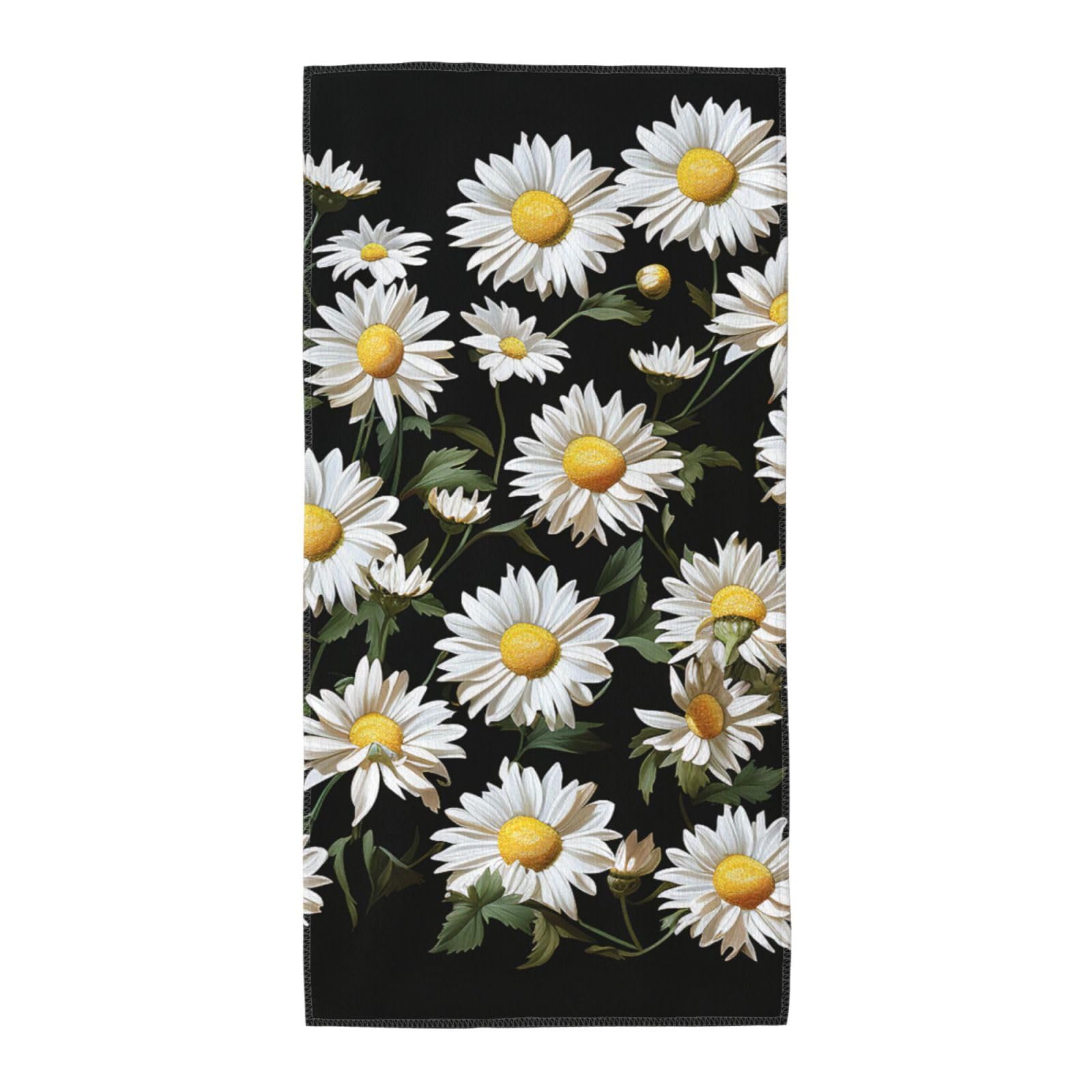 FekiLoot Absorbent Hand Towels 13.8"X27.5" Decorative Bathroom Towel Soft Microfiber Face Towel Daisy Dish Kitchen Towels for Bathroom Kitchen Hotel Spa Bath Towels