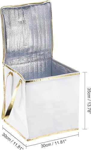 Miniatura 2 de PATIKIL Bolsa de comestibles aislada, tela no tejida para entrega de alimentos, bolsas térmicas para tartas, contenedor de alimentos para oficina en