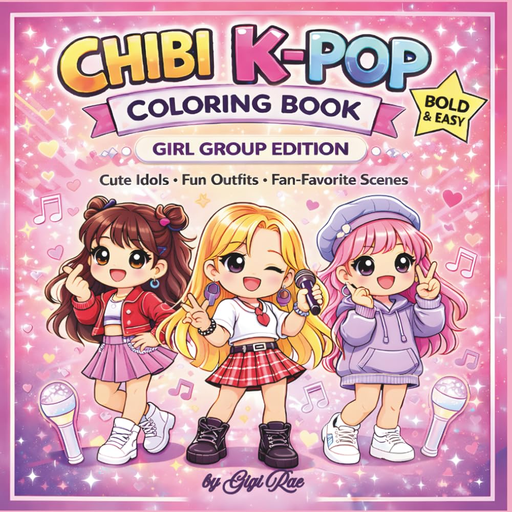 Chibi K-Pop Coloring Book: Girl Group Edition | Cute Idols-Fun Outfits-Fan Favorite Scenes