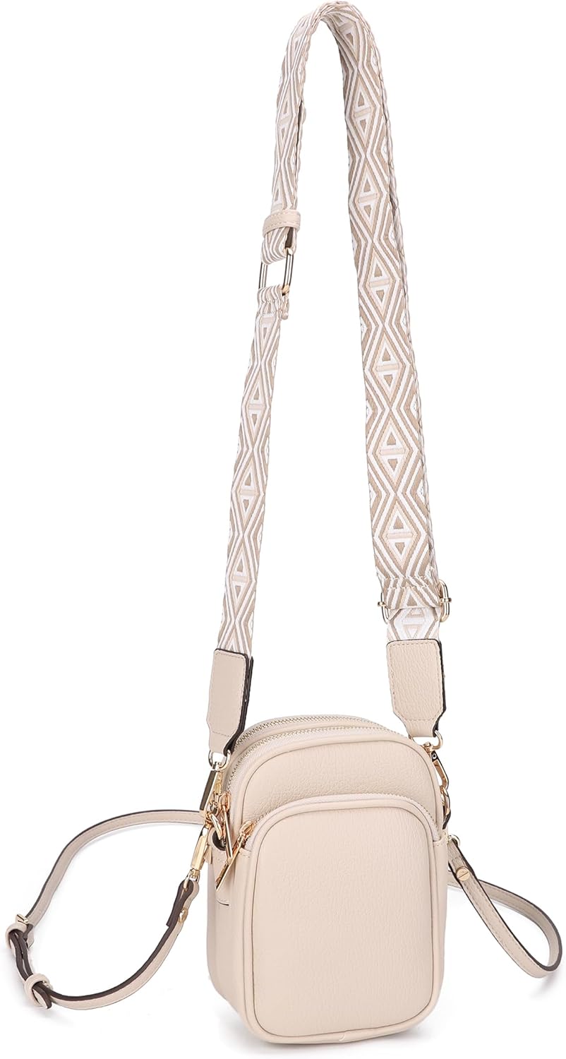 Mali+Lili Small Crossbody Bag for Women, Triple Compartment Shoulder Bag with Double Strap