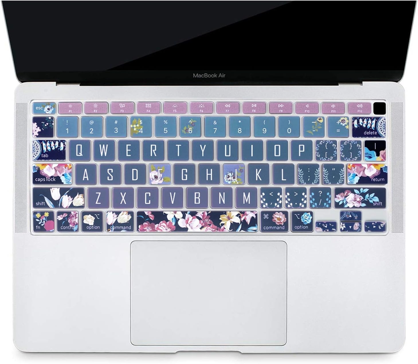 Keyboard Cover Protector for 2020 Apple MacBook Air 13.3 inch (Model: A2179, A2337 M1 Chip, US Layout) with Touch ID, Silicone Skin Keyboard Protector with Floral Design, Red Flower