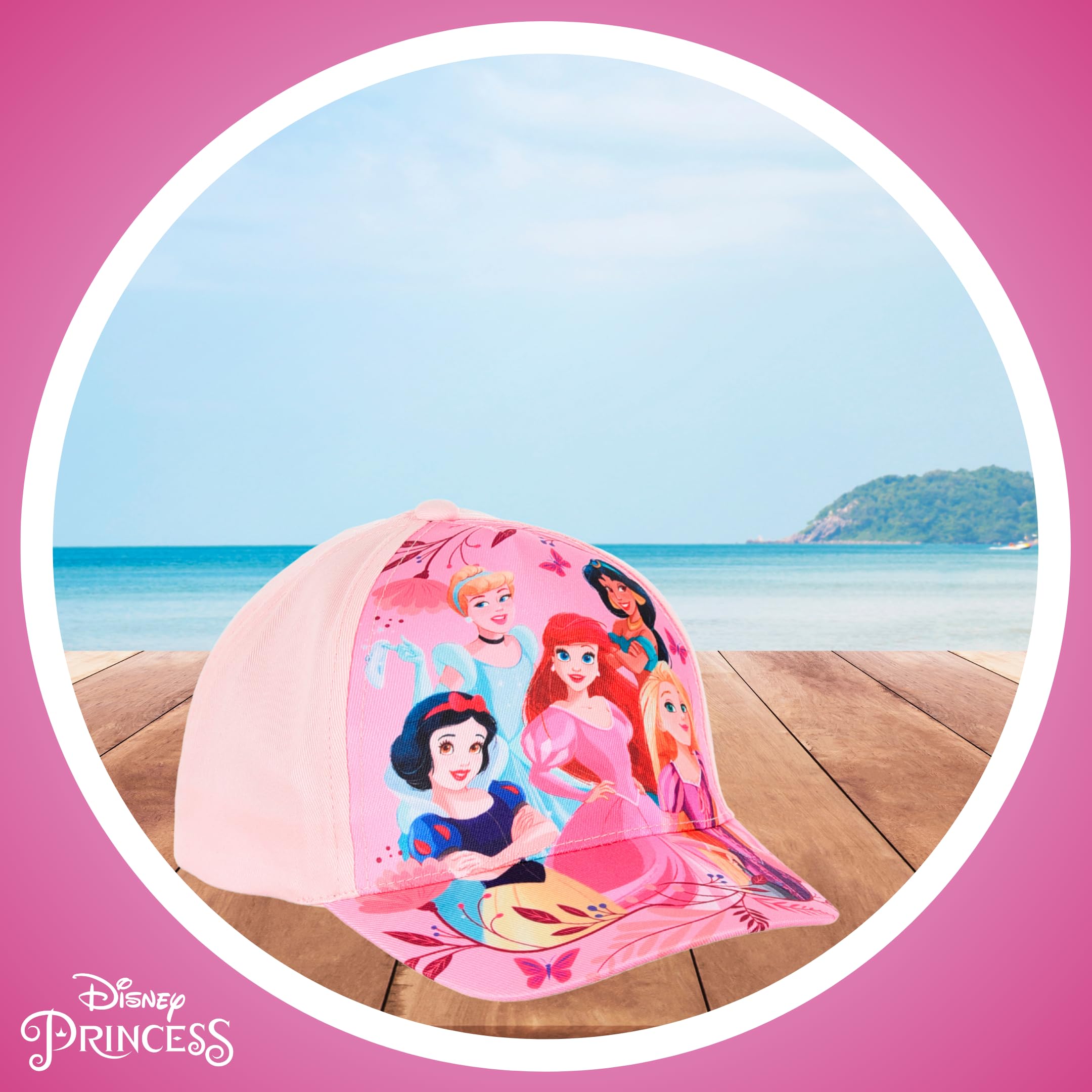Disney Princesas Gorro para Niñas, Gorra de Beisbol de Verano Diseño Ariel Rapunzel Blancanieves Jasmin y Cenicienta, Regalo para Niñas