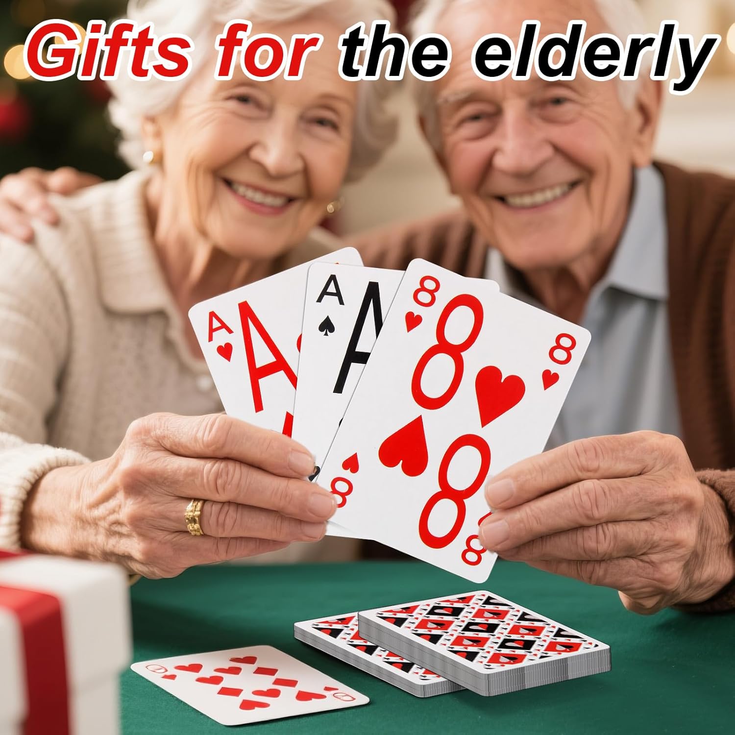 2 Pack Large Print Playing Cards - Low Vision Easy to Read Deck, Large Font Poker Cards for Seniors & Visually Impaired Adults, Large Print Playing Cards for Seniors Gifts, Low Vision Playing Cards