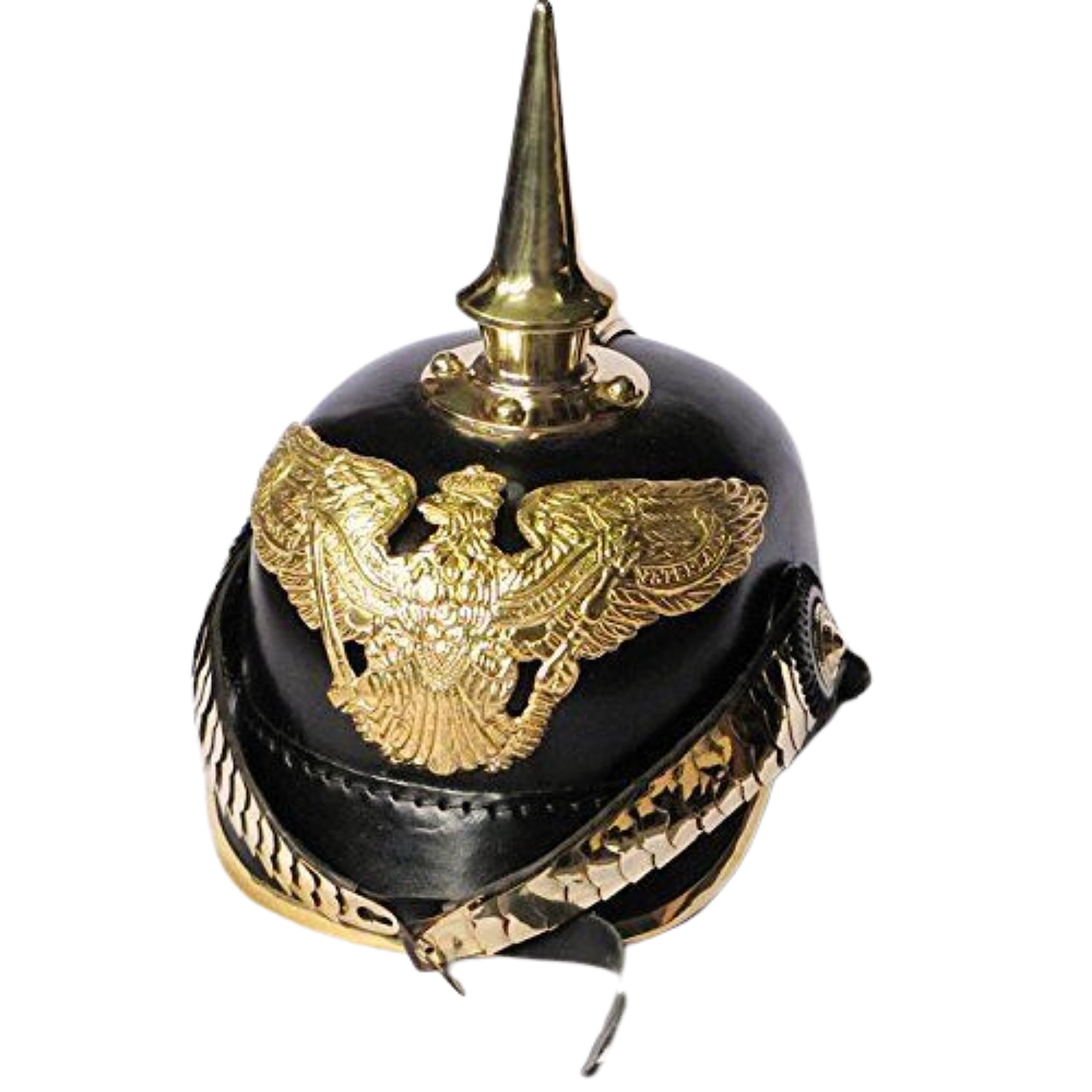 Brass German Pickelhaube Imperial Prussian Helmet - Leather by historicalmuseumstore