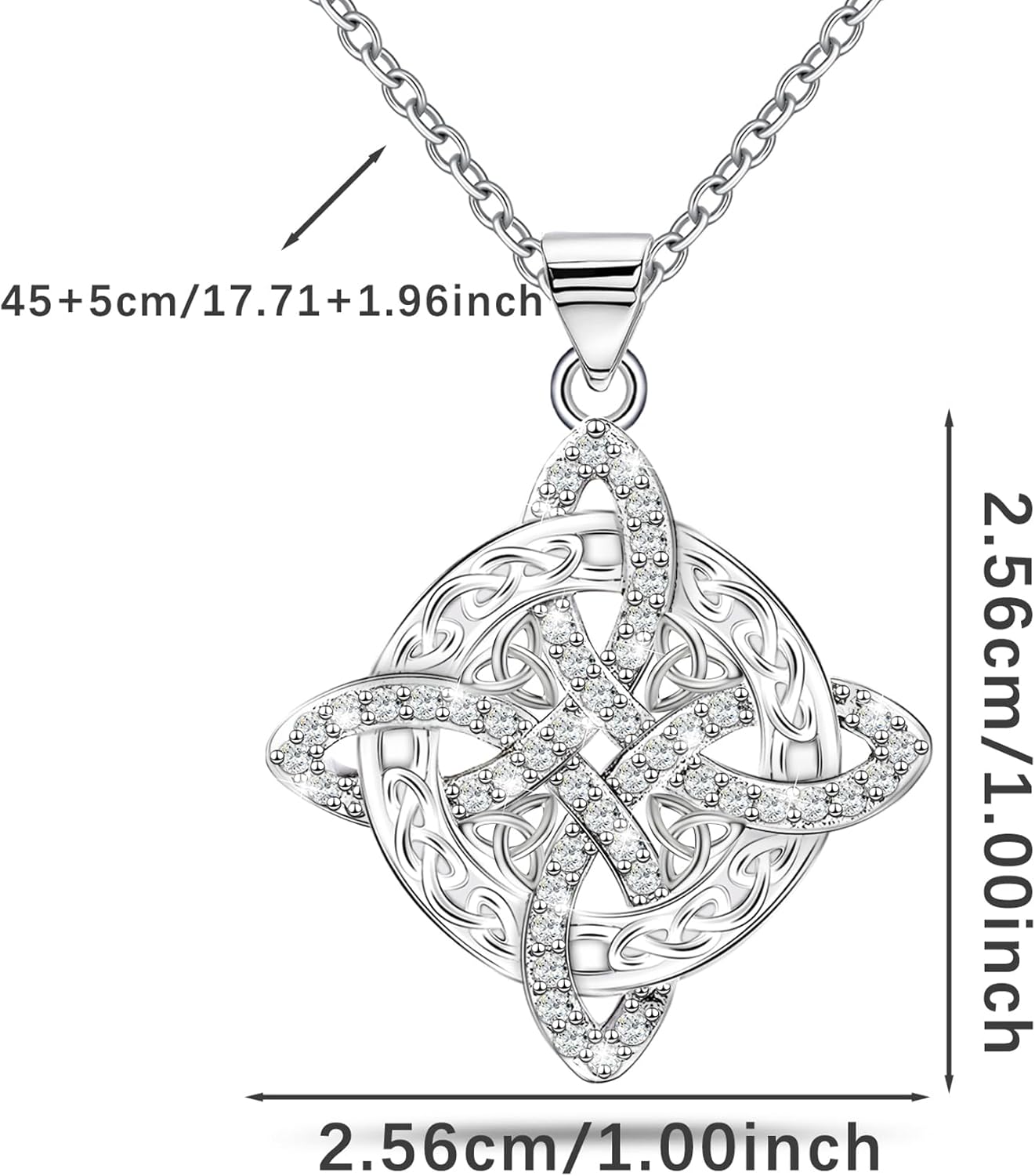 Celtic Knot Necklace S925 Sterling Silver Cubic Zirconia Vintage Irish Witches Knot Pendant Necklace Witchy Nudo de Bruja Plata Irish Wiccan Cross Jewelry Gift for Women Men Christmas Birthday - Image 4