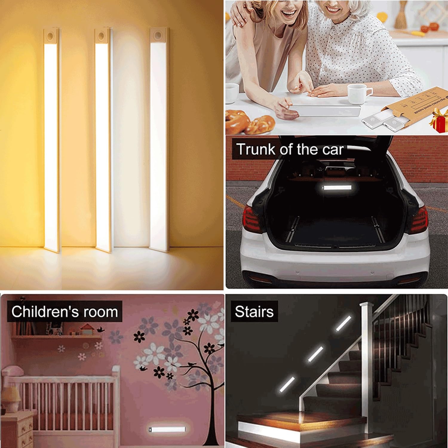 Luce Sottopensile A Movimento | LED Ricaricabile USB | 10 Luci Magnetica Per Cucina, Armadi