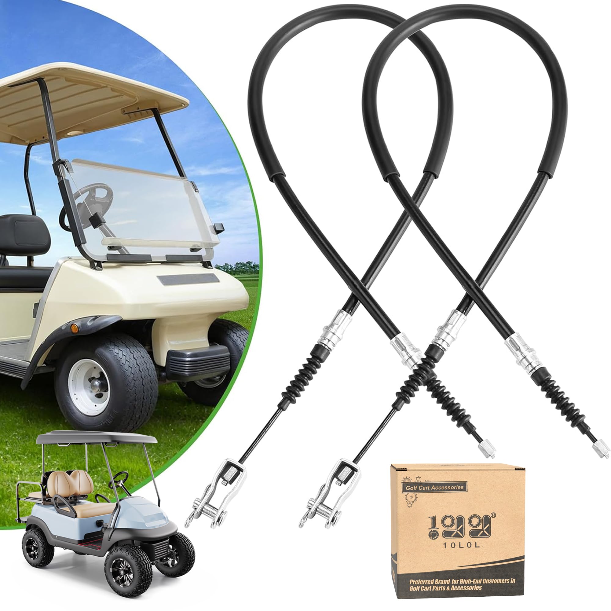 10L0L Golf Cart Brake Cables for Club Car DS 1981-1999 G&E Golf Cart, Fits Passenger and Driver Side Brake Cable, Replaces OEM# 1011125 1011403 1016761-01, 42