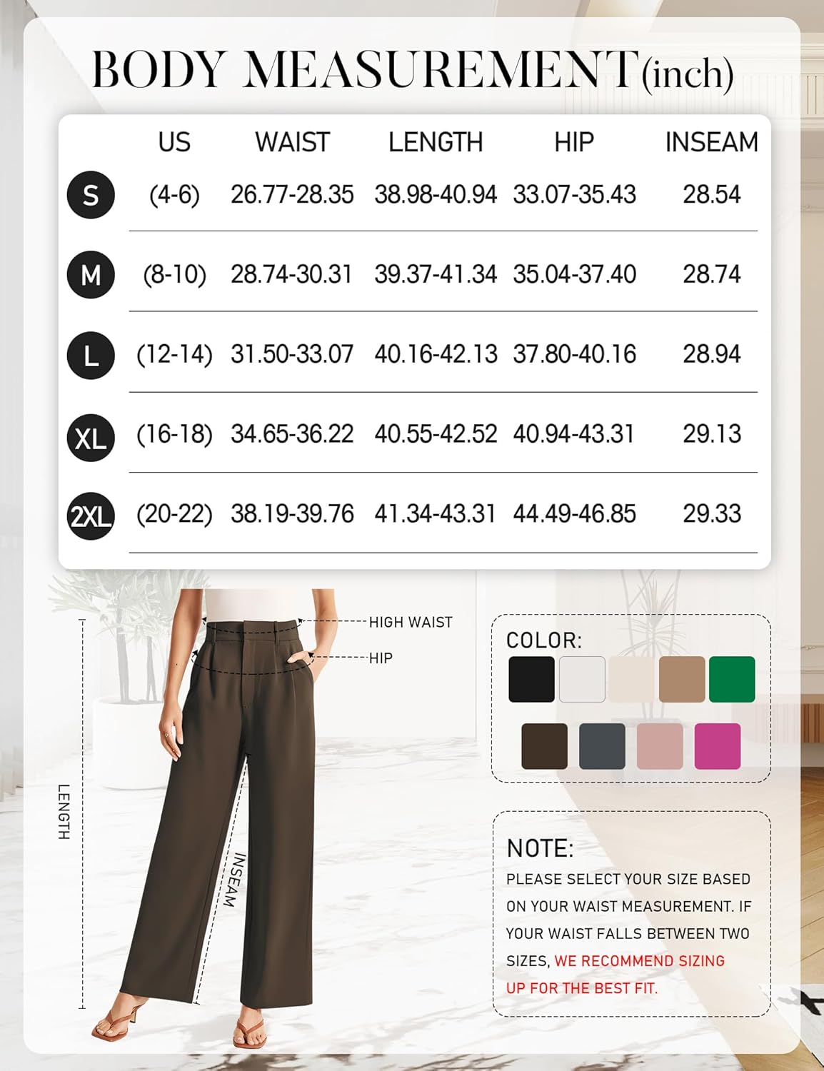 Sarin Mathews High Waisted Wide Leg Pants for Women Business Casual Dress Pant Palazzo Long Work Trousers with Pockets - Image 6