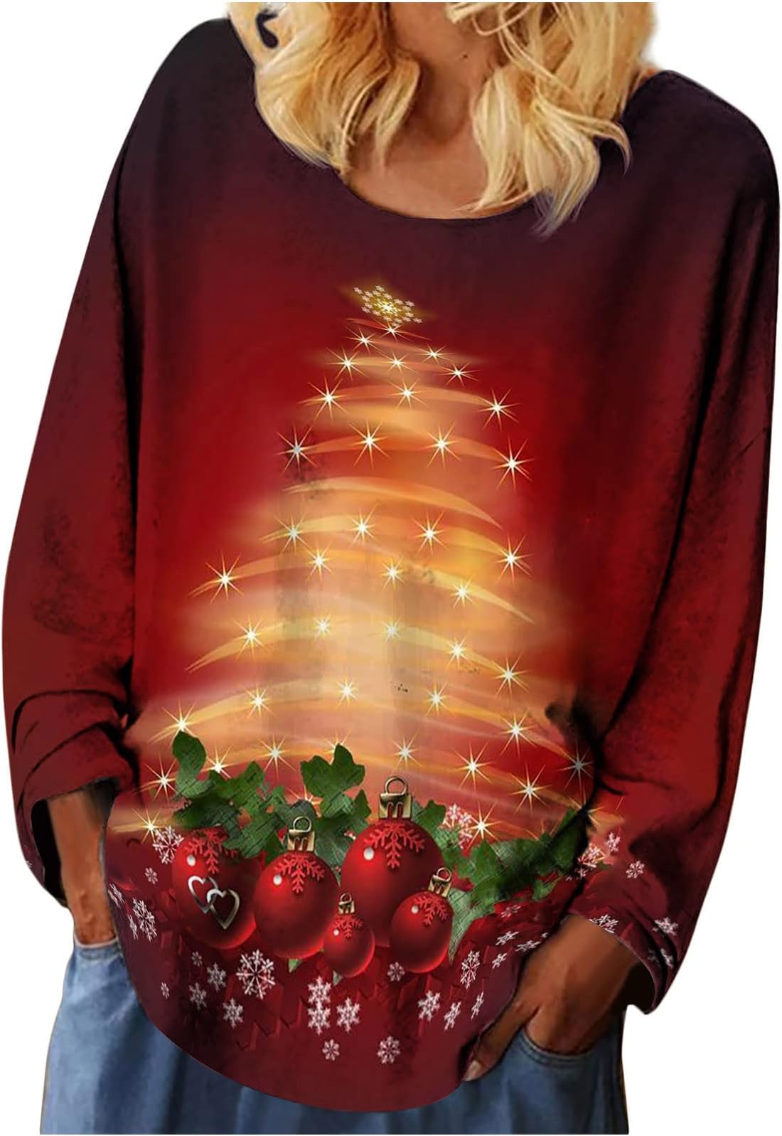 Women Christmas Sweatshirts Crewneck Funny Wine Glasses Print Jumpers Winter Autumn Casual Pullover Xmas Top Ladies Elegant Long Sleeve Tee Shirts Loose Fitting Jumper Clearance