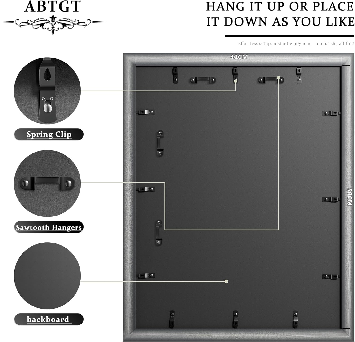 Abtgt Ornate Vintage Style 16x20 Picture Frame, Made of Black Backplate for Tabletop or Wall Mount, 16x20 Frames for Home Decor, Black
