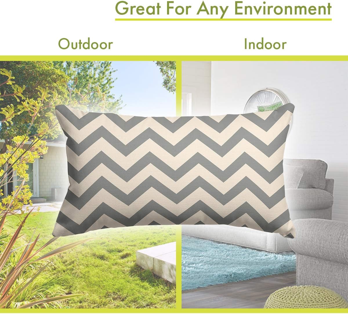 Majestic Home Goods Gray Chevron Indoor / Outdoor Small Throw Pillow 20" L x 5" W x 12" H