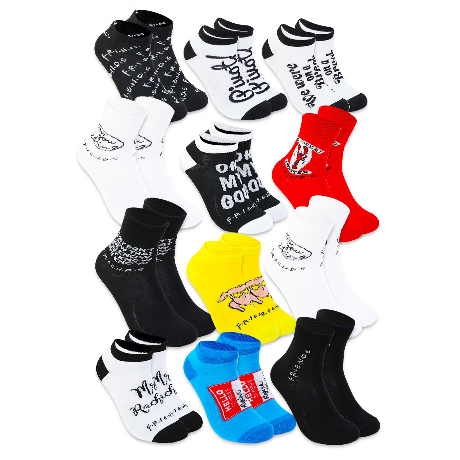 Friends Countdown Christmas Advent Calendar Socks Set - Bundle with 12 Pairs of Friends Socks for Adults Plus Bookmark | Friends Sock Box Set for Men, Women