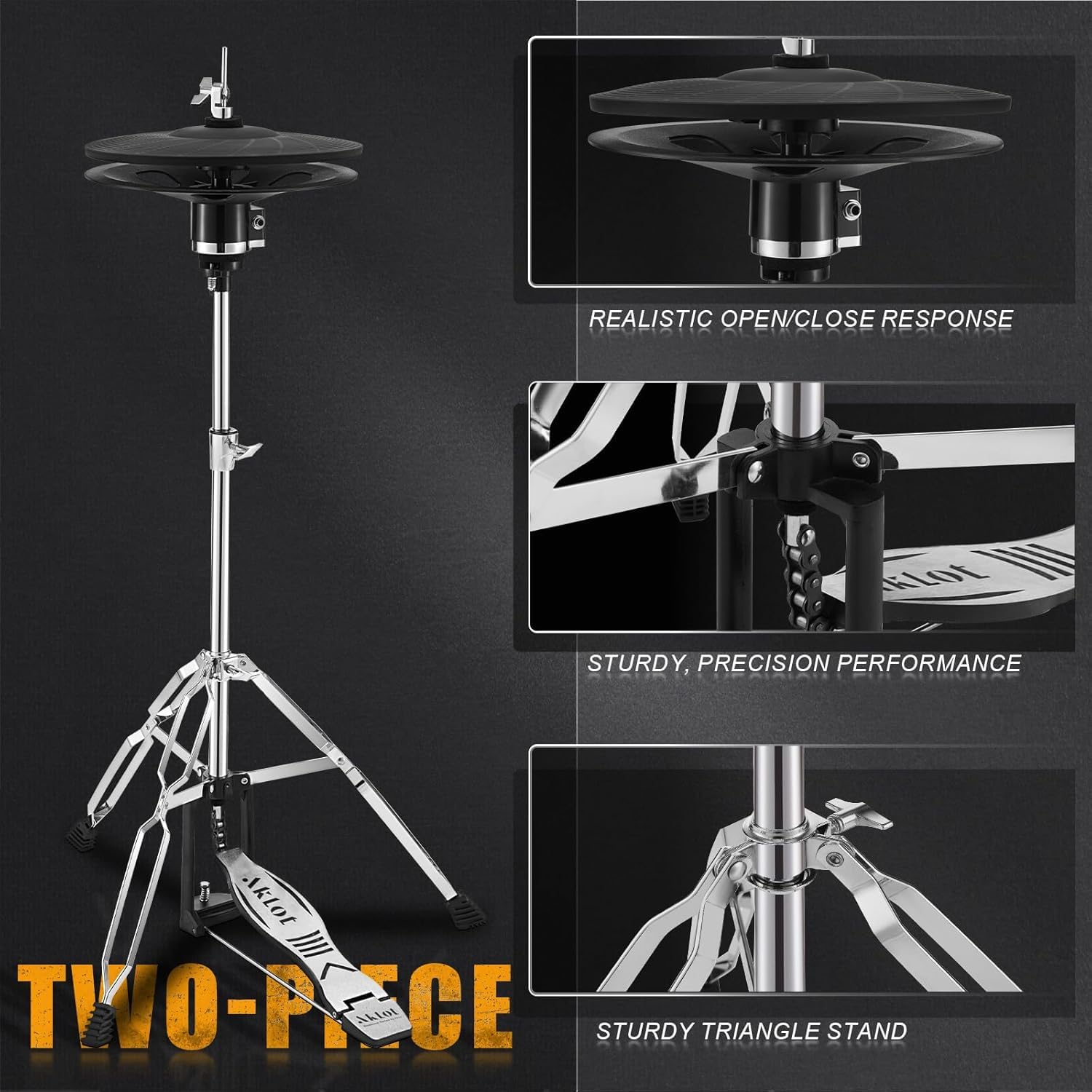 AKLOT Expanded-Size Electric Drum Set: 12'' Two-Piece Standalone