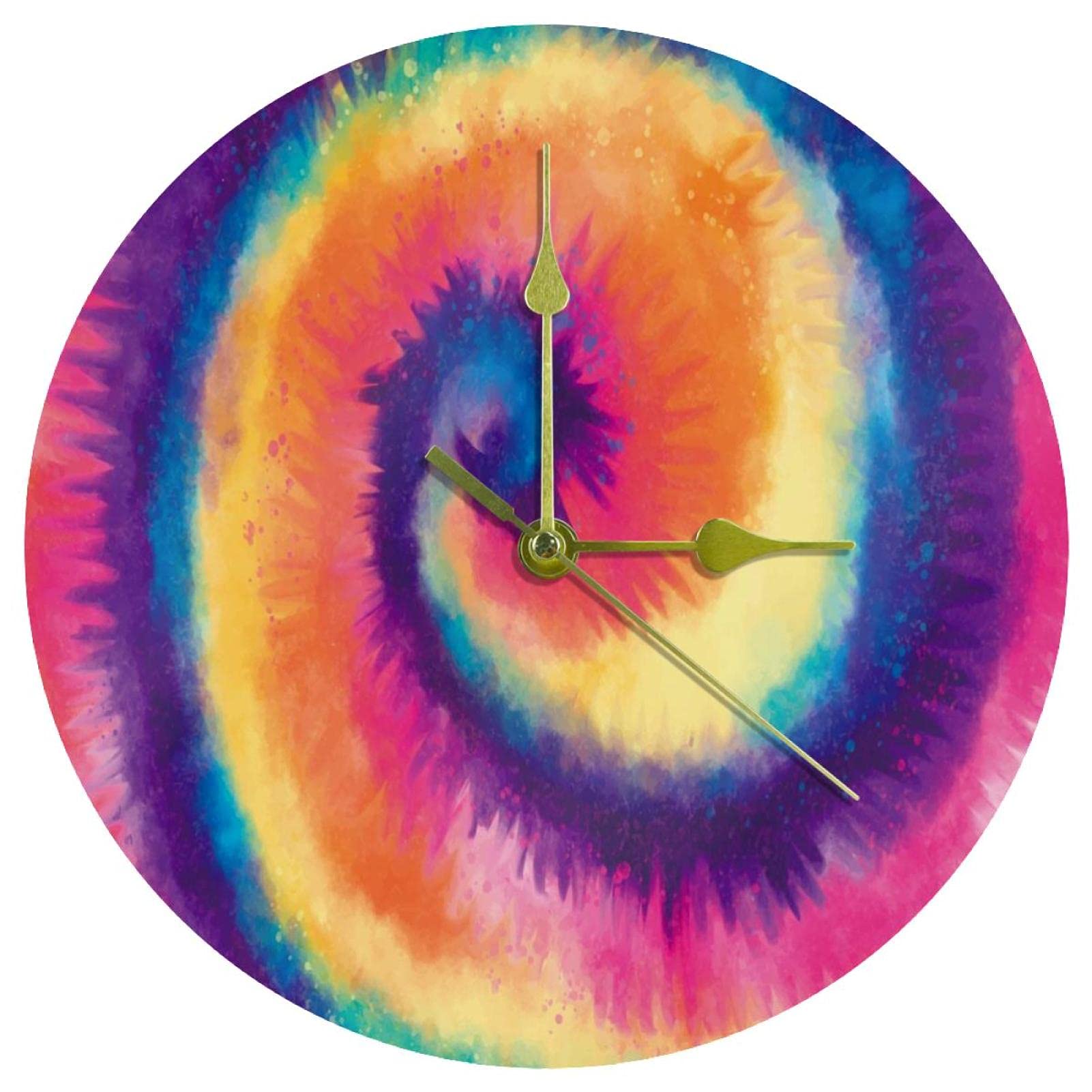 Horloge murale acrylique silencieuse 24 cm au motif tourbillon coloré