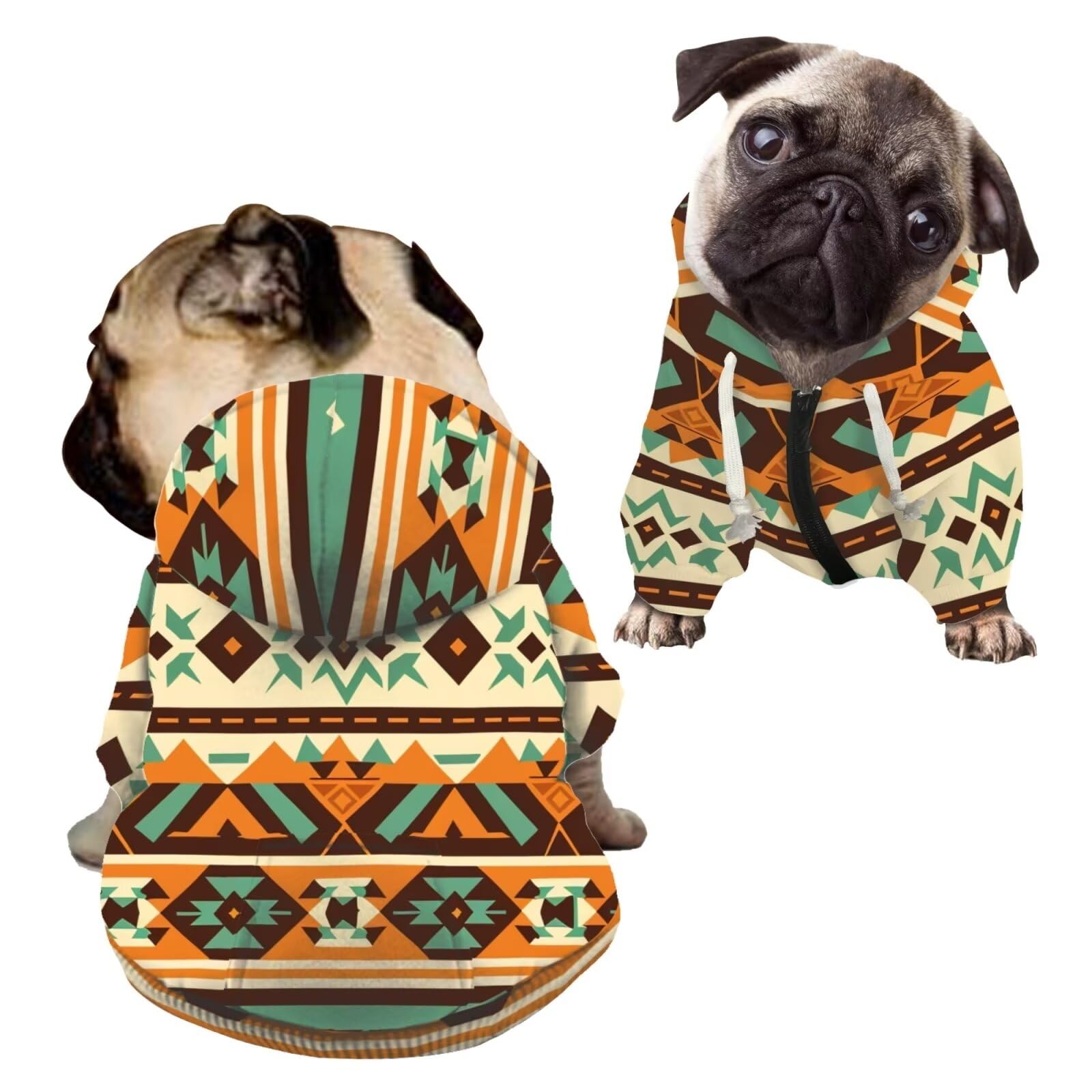 Howilath Southwestern Aztec Tribal Clothes Hoodies for Dogs English Boston Terrier Sweatshirt Sweater Clothing Puppy Winter Dog Sweatshirt Outfits - M