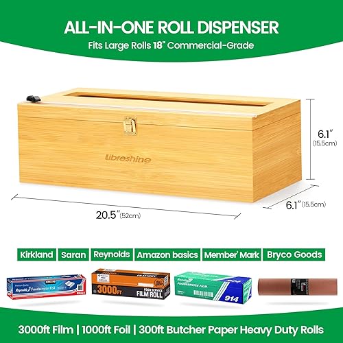 Miniatura 2 de Libreshine Organizador de papel de aluminio y plástico extra grande de 18 pulgadas con cortador capacidad para rollos de película de 3000 pies o