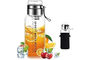 50 oz Glass Water Bottles - Wide Mouth BPA-Free with Neoprene Sleeve...