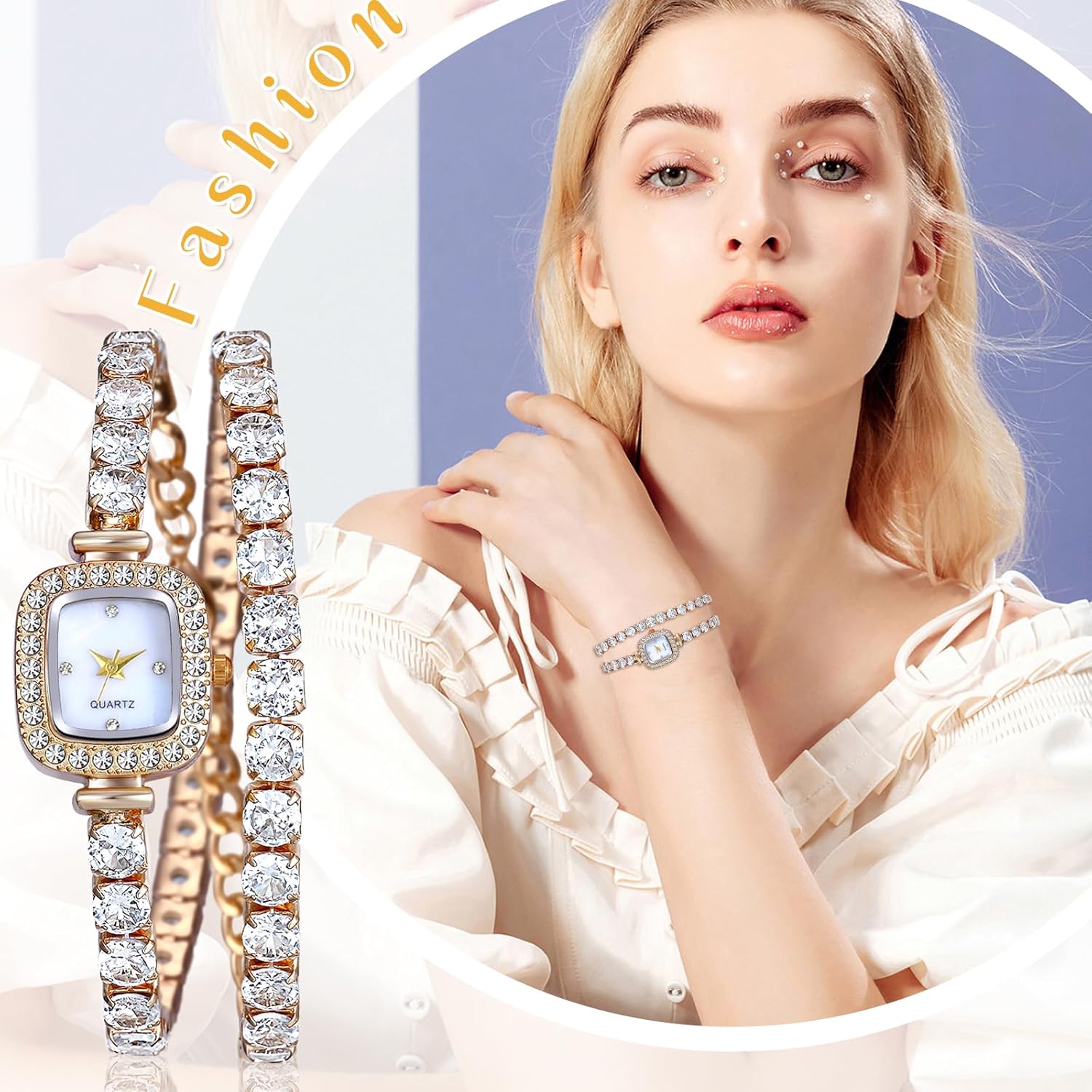 Avaner Women's Square Wrist Watches: Ladies Elegant Multilayer Rhinestones Wrap Strap Analog Quartz Watch - Image 5