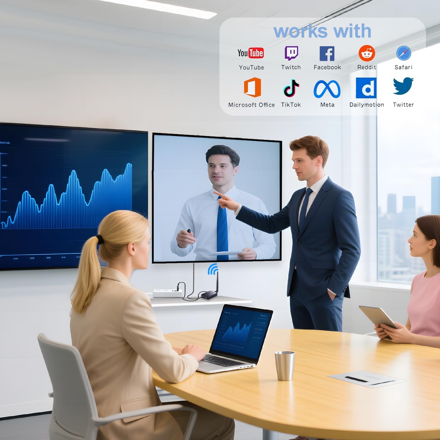 Wireless High-Definition Display Adapter Donegle,4K with WiFi Extension Function Adapter,for i-Phone/i-Pad/M-acBook Mirroring/Casting Screen to TV/Projector/Monitors