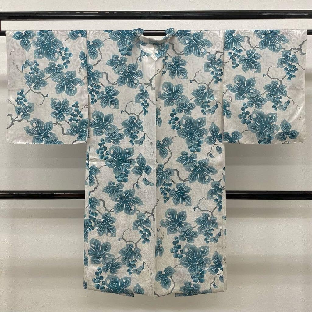 Amazon.co.jp: 紋紗 長羽織 単衣 葡萄 軽い透け感 羽織紐付き 正絹 躾  