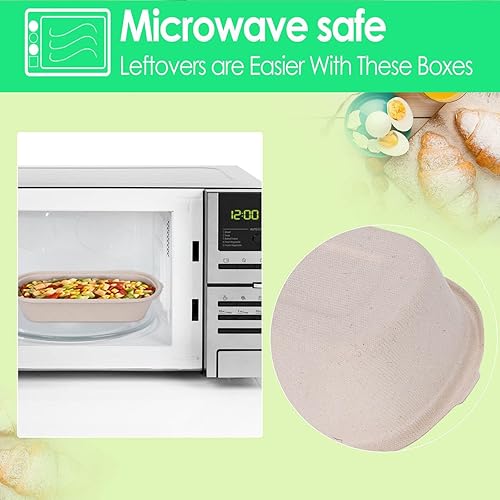 Miniatura 2 de Paquete de 50 cuencos de papel grandes de 43 onzas con tapas, cuencos desechables a granel a prueba de fugas y aptos para microondas para uso