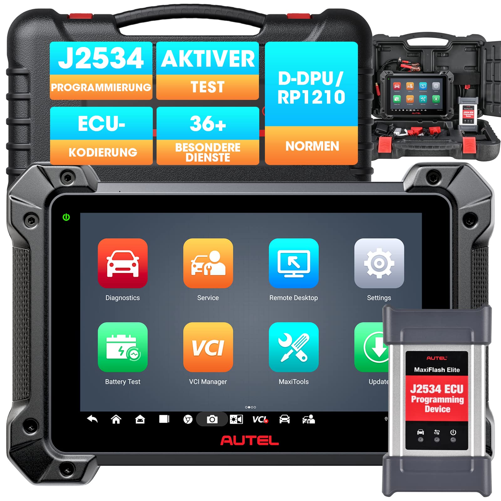 Autel MaxiCOM MK908 Pro II: 2025 J2534 ECU Programming Coding Scan Tool, Upgraded of MaxiSys MS908S Pro MSElite, Same Programming As MS Ultra MS919 MS909,38+ Service, Active Test, 4+128G, Android 10