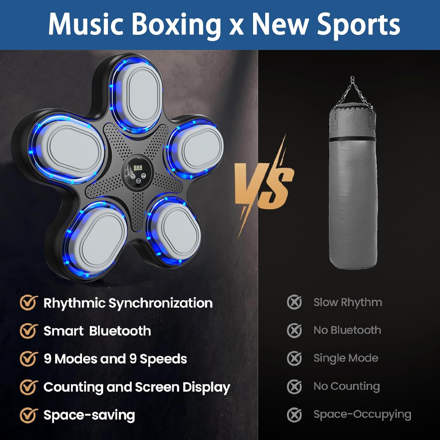 2025 Music Boxing Machine with Boxing Gloves, Smart Bluetooth Boxing Machine with LED Electronic Wall Mounted, Music Boxing Target Workout Punching Equipment for Home(Upgrade)
