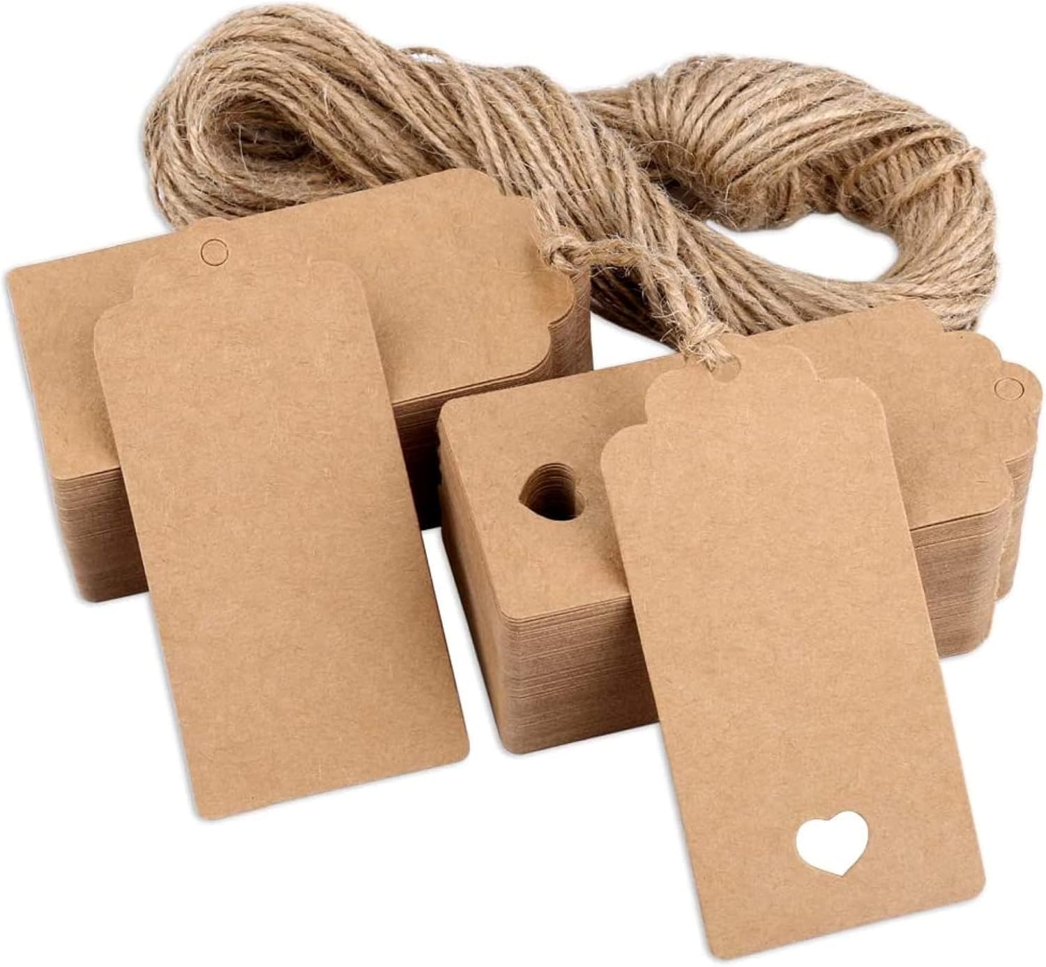 H&S Gift Tags 120pcs Brown Kraft Paper Tags with String for Christmas