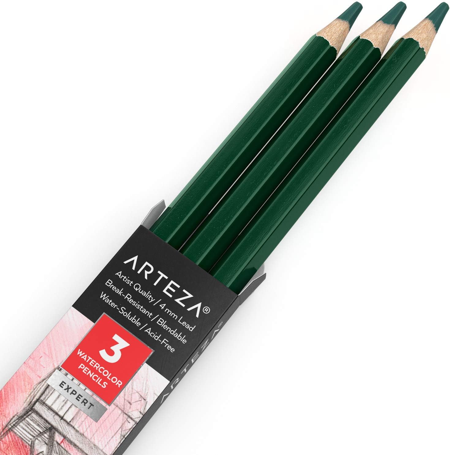 Arteza Professional Watercolour Pencils, Pack of 1, A094 Emerald Green