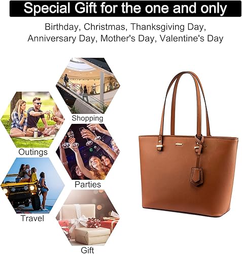 Miniatura 6 de LOVEVOOK Monederos y bolsos de mano para mujer, bolsas de mano de moda, bolsa de hombro, asa superior, bolsa de mano, juego de 3 piezas