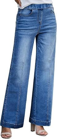 LalaLin Sexy Ripped Denim Jeans for Women Destroyed Washed Hole Mid Waisted Straight Leg Stretchy Denim Pants