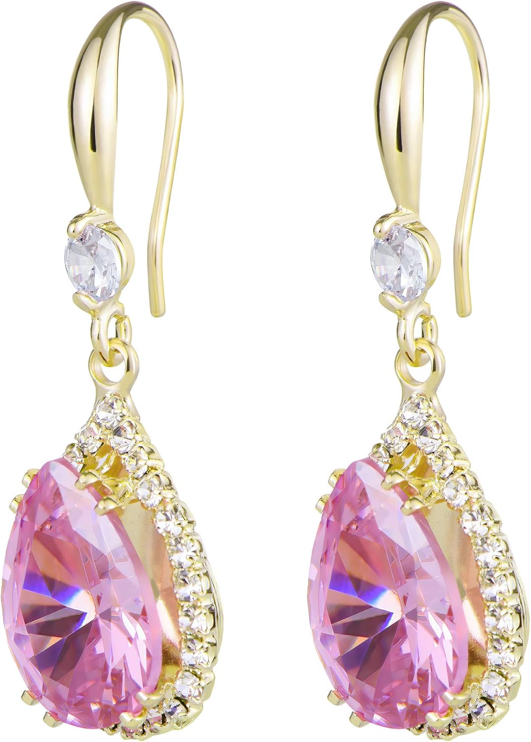 Linawe Imitation Diamond Dangle Earrings for Women Trendy, Rhinestone Drop Chandelier Earrings, Teardrop Crystal Cubic Zirconia Wedding Jewelry Set, 14K Gold/Rose Gold/Silver Tone - Image 5