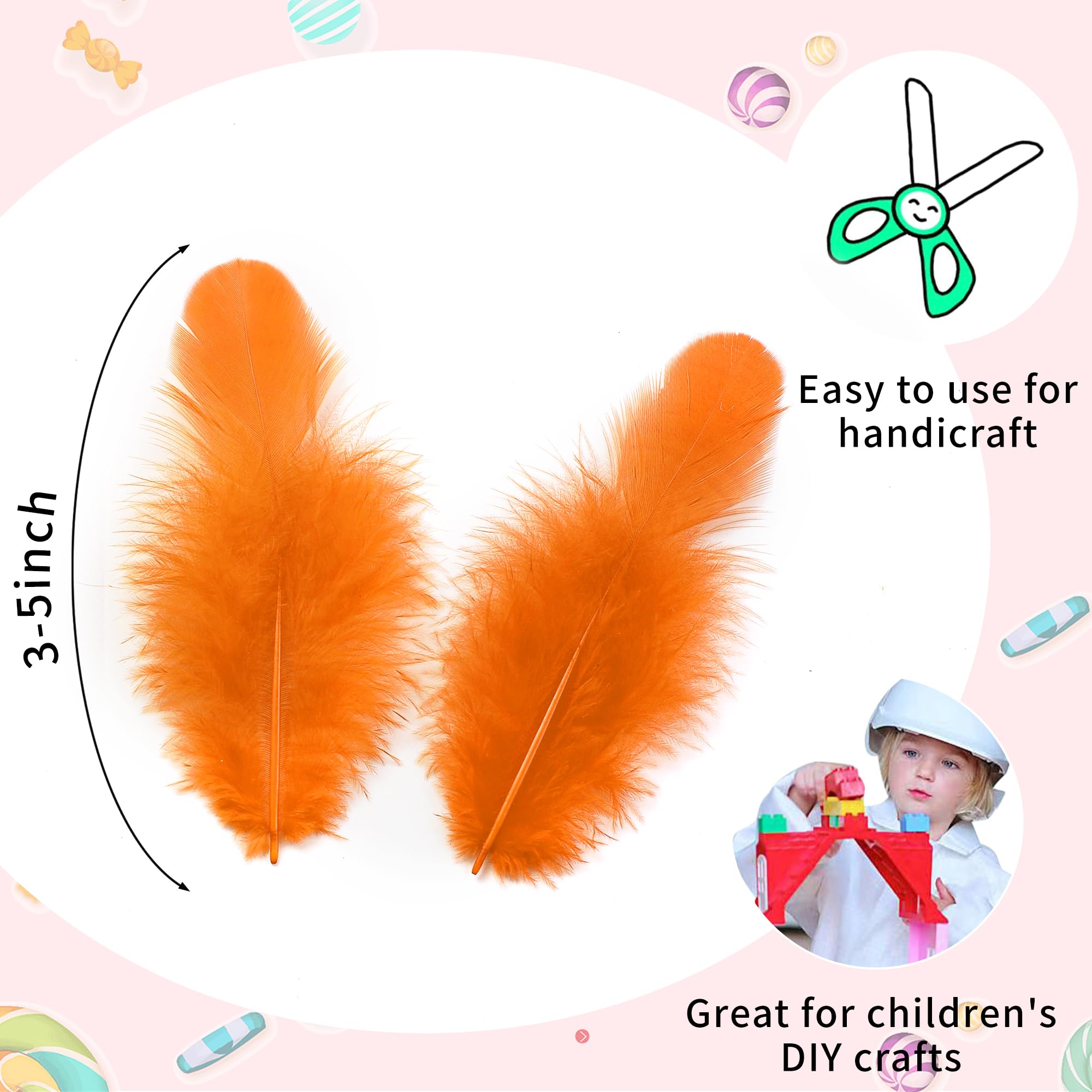 Soarer 300pcs Orange Rooster Feathers Bulk - Image 3
