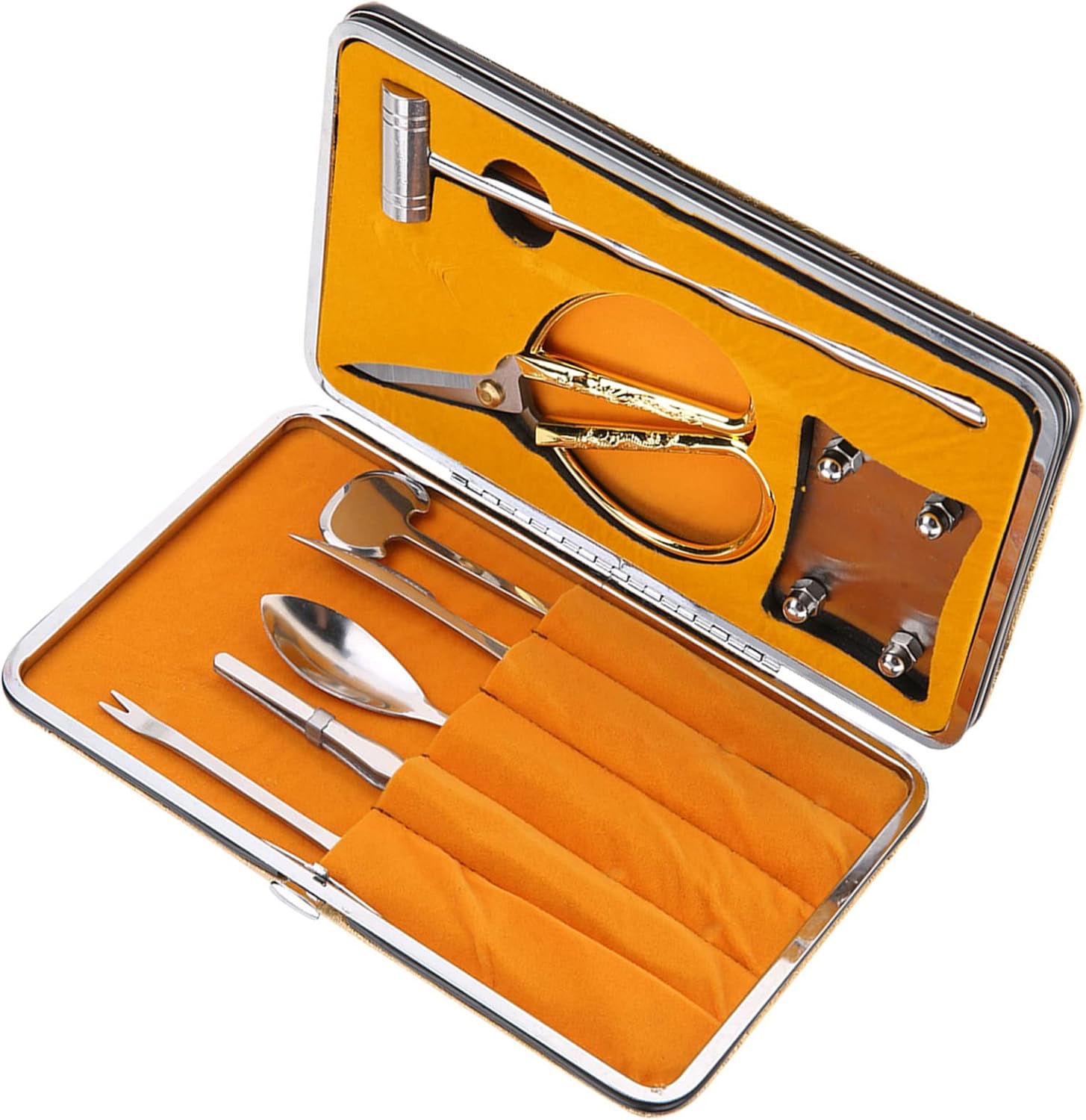 8PCS Stainless Steel Lobster Crab Cracker Tool Set, Seafood Cracker and Shellfish Opening Kit with Hammer Spoon Scissors Fork for Crab Lobster Oyster Shelling, Gift Box