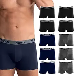 Kit 10 Cuecas Boxer Mash Algodão Cotton Respirável Masculina