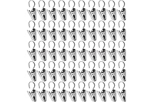 50 Pack Curtain Hooks, Stainless Steel S Hooks for Hanging Curtains
