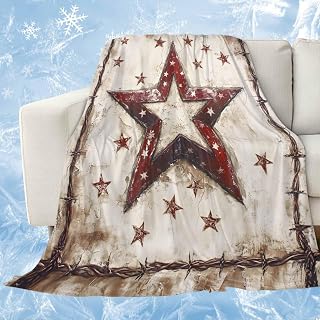 Cooling Throw Blanket for Hot Sleepers, Texas Star Western Lightweight Breathable Summer Blanket, Country Stars Vintage Double-Side Cool Throw Blankets for Sleeping Travel, 30"x40"
