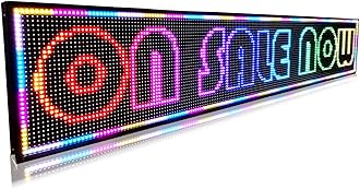 Outdoor Scrolling Led Signs Programmable Waterproof, Digital Electronic Display Screen, Open Neon Signs, Message Board Customed,for Advertising Business Store Restaurant Window, P10 77''X14''
