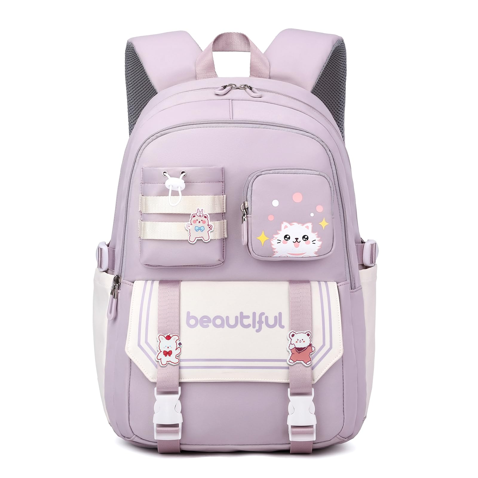 IvyH Mochilas Escolares Niñas - Mochila Colegio Chicas para Primaria y Secundaria, Bonita Mochila Niña de 8 10 a 16 años, Informal Grande Ligera Impermeable, Morado