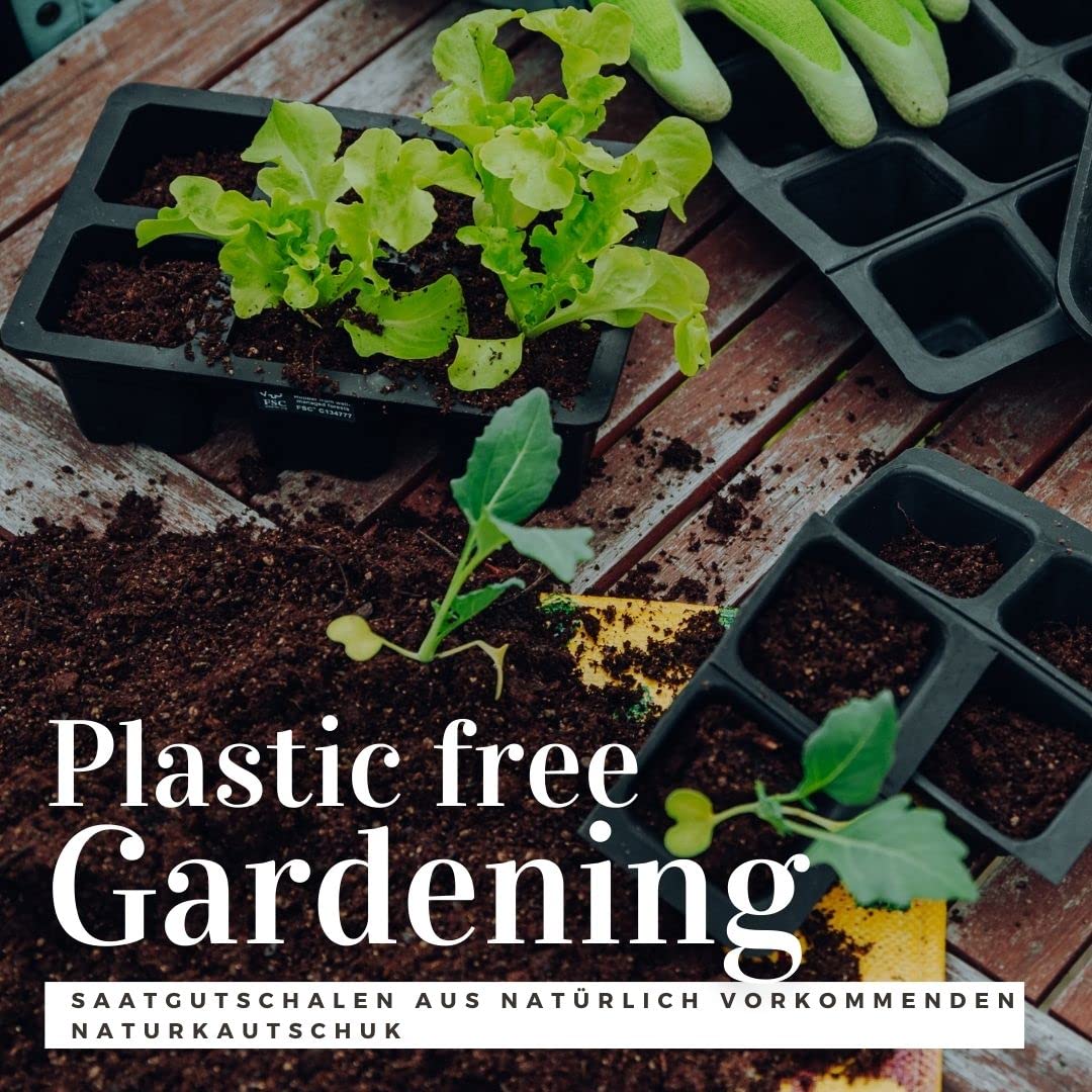 6er Saatgutschale L – Anzuchttöpfe je 5 x 4 cm – Aus Fair Trade Naturkautschuk – Anzuchtplatte für 6 Setzlinge – Aussaatplatten nachhaltig und umweltfreundlich ohne Plastik