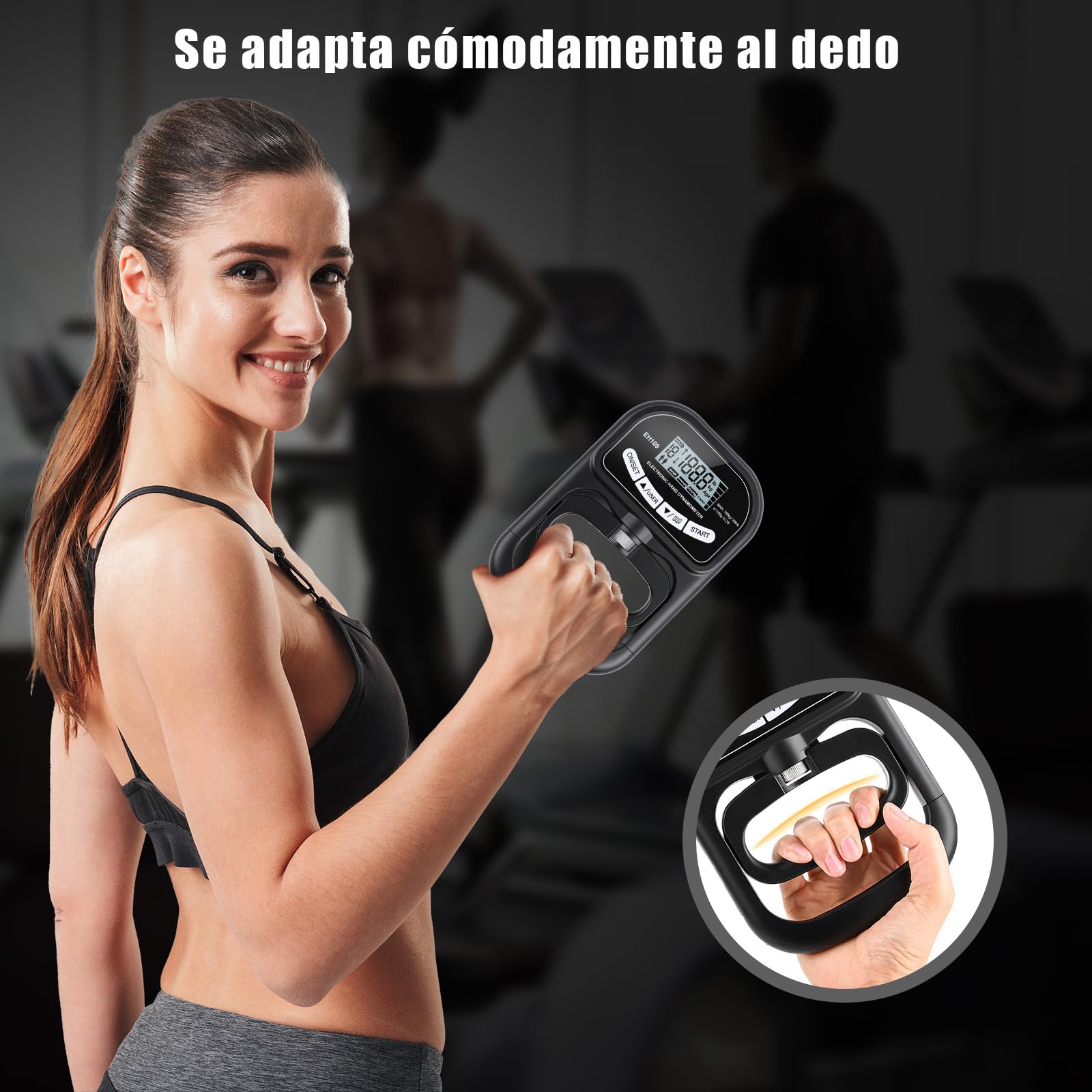 Dinamómetro de Mano Digital Automático 180KG Medidor de Fuerza de Agarre Electrónico Pantalla LCD