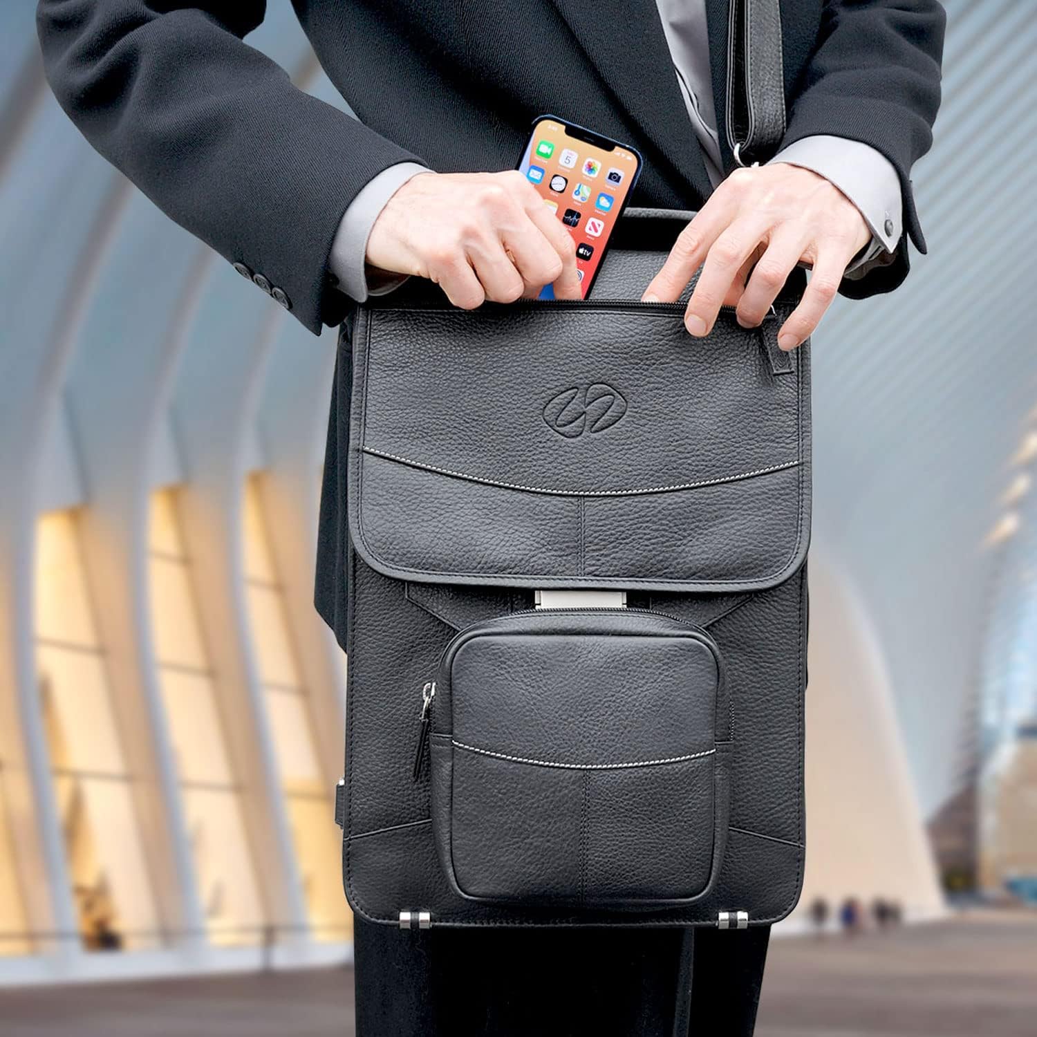 Premium Leather Vertical Briefcase