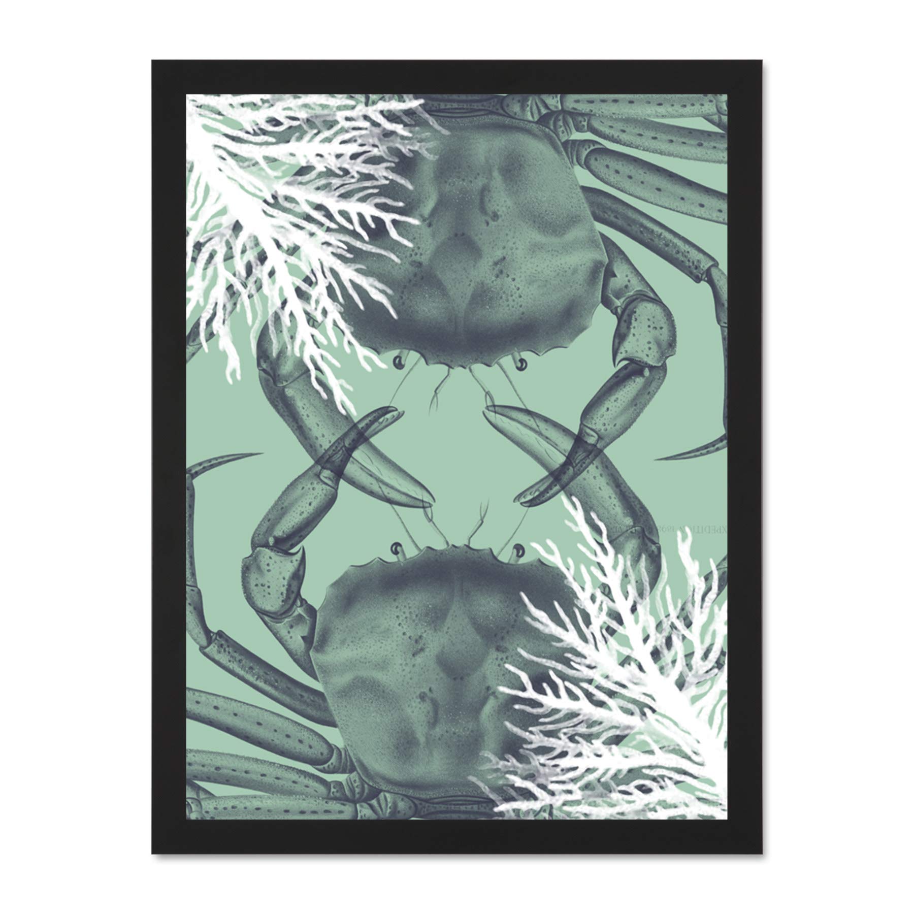 Wee Blue Coo Crab And Coral Collage Large Black Framed Art Print Wall Poster 18x24 inch