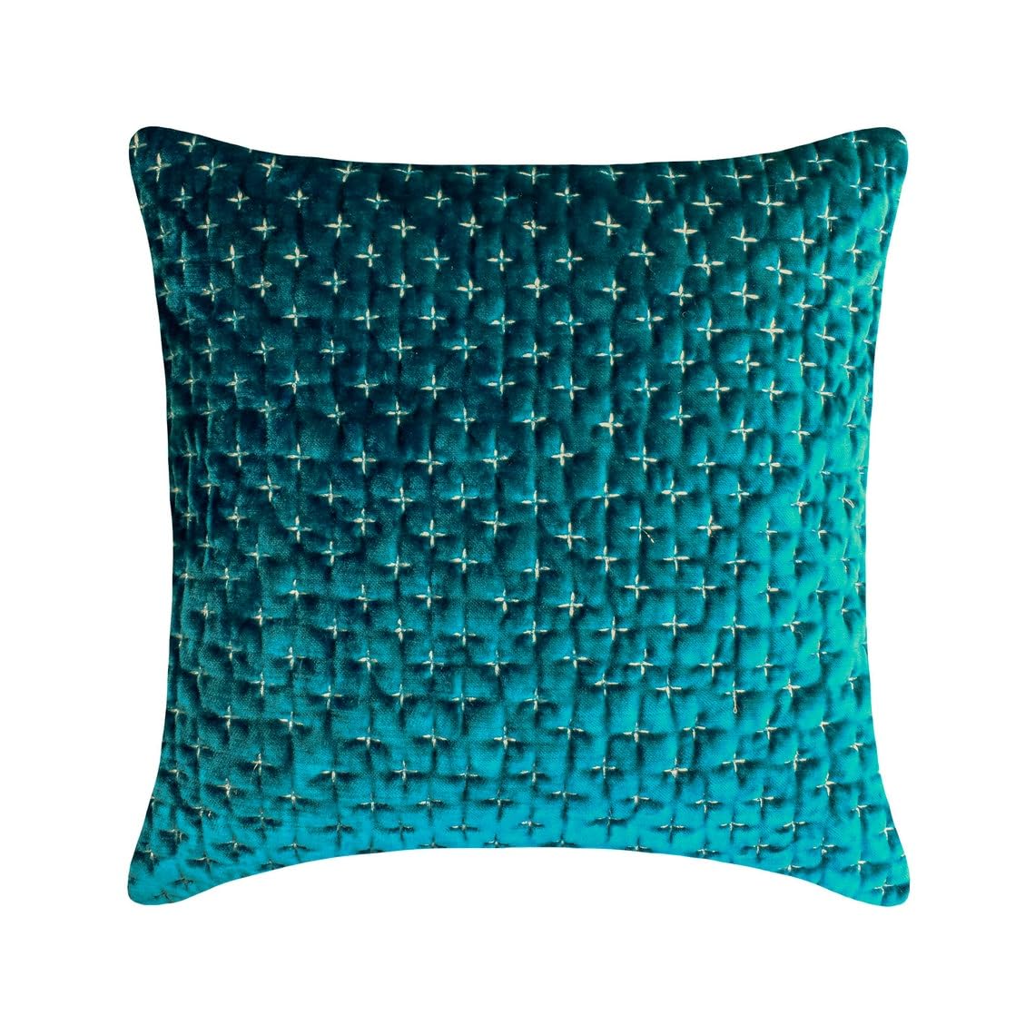 The HomeCentric Decorative Blue Cushion Covers Pack of 2, 60x60 cm (24"x24"), Modern Style Velvet Quilted & Geometric Solid Square Throw Pillow Case for Living Room, Bedroom, Sofa - Adding Teal โ image 1
