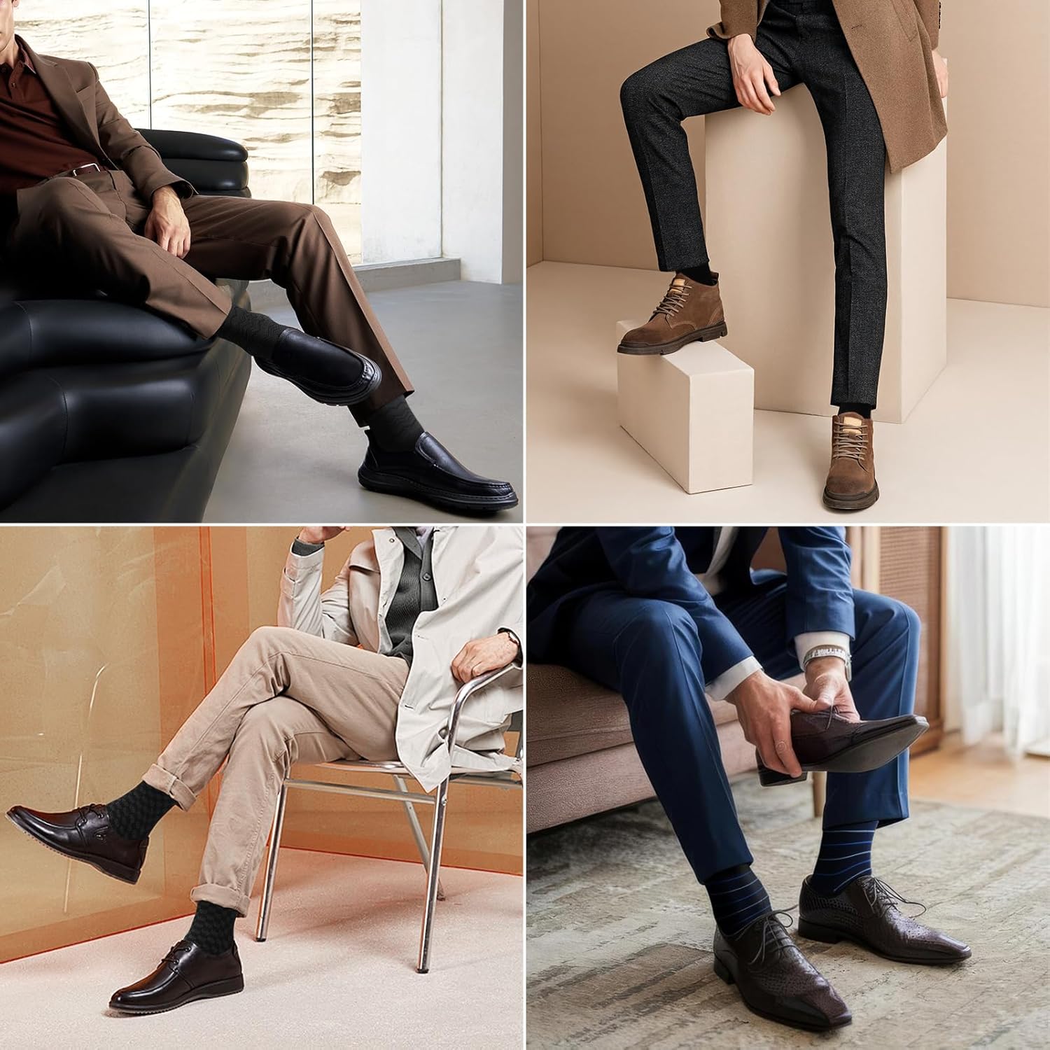 Mens Dress Socks Classic Patterned Business Crew Cotton Socks for Father Husband Birthday Gifts 5 Pairs - Image 5