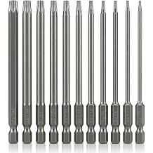 VESTTIO Torx g venlik tornavida ucu seti, 11 adet, 1/4 in  alt gen  aft 4 in /100 mm uzunluk S2  elik kurcalamaya dayan kl  y ld z 6 nokta, m knat sl  tornavida, matkap darbeli matkap i in